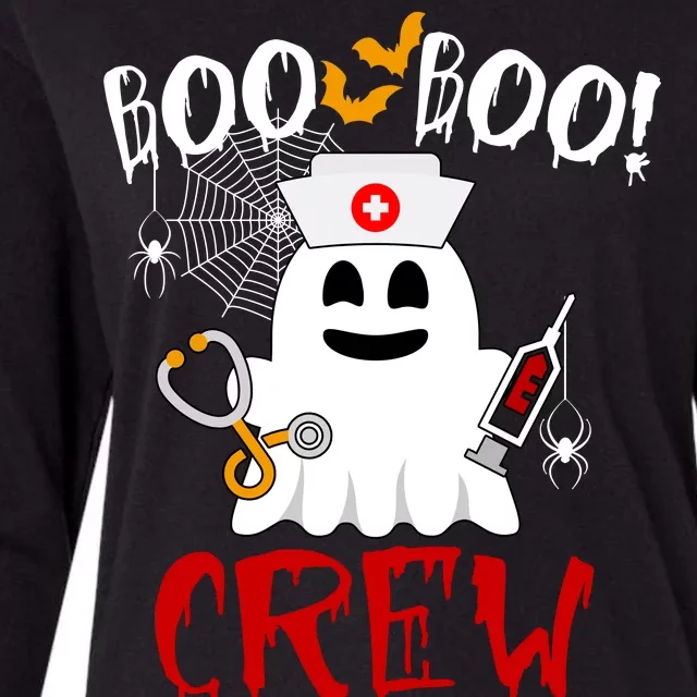 Boo Boo Crew Funny Cute Halloween Womens Cotton Relaxed Long Sleeve T-Shirt