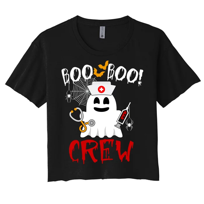 Boo Boo Crew Funny Cute Halloween Women's Crop Top Tee