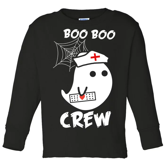 Boo Boo Crew Nurse Ghost Funny Halloween Toddler Long Sleeve Shirt