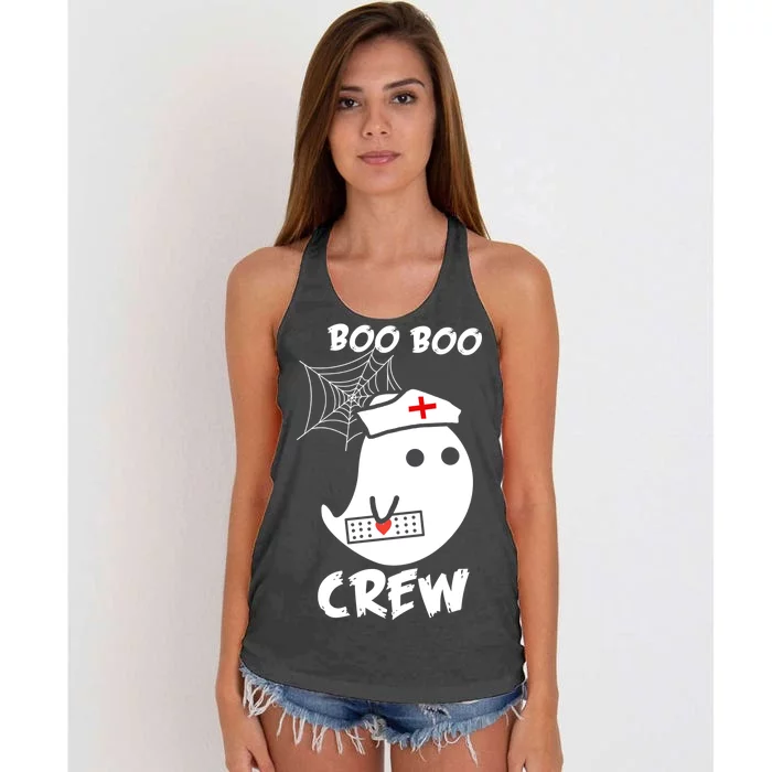 Boo Boo Crew Nurse Ghost Funny Halloween Women's Knotted Racerback Tank