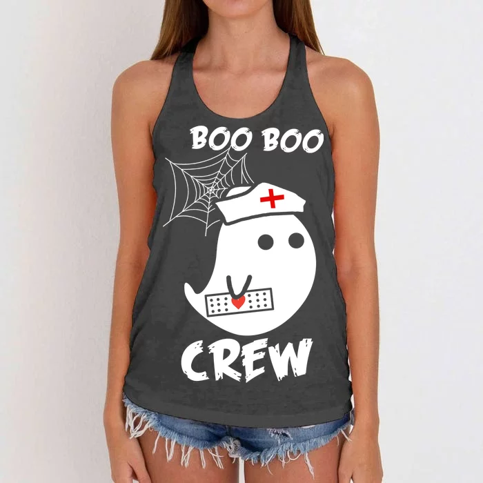 Boo Boo Crew Nurse Ghost Funny Halloween Women's Knotted Racerback Tank