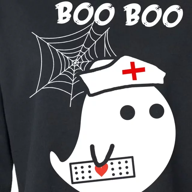 Boo Boo Crew Nurse Ghost Funny Halloween Cropped Pullover Crew