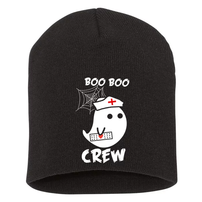 Boo Boo Crew Nurse Ghost Funny Halloween Short Acrylic Beanie