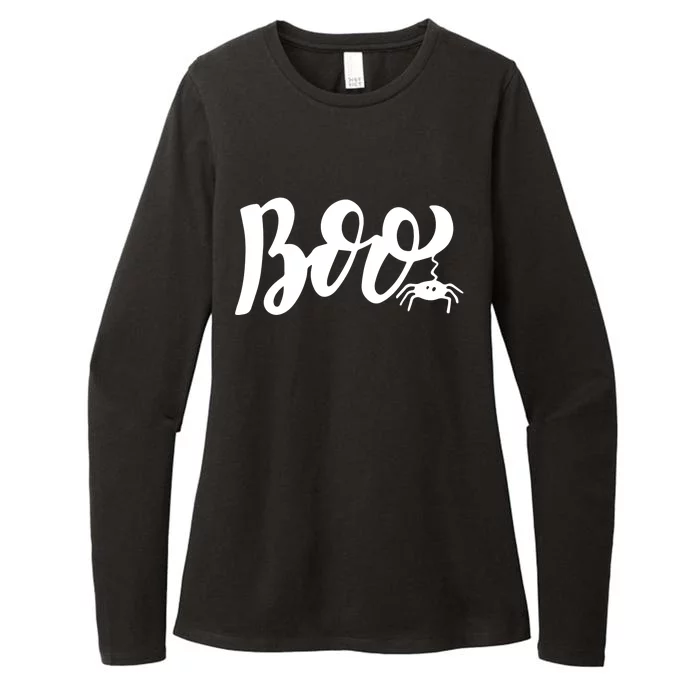 Boo Cut Spider Halloween Womens CVC Long Sleeve Shirt