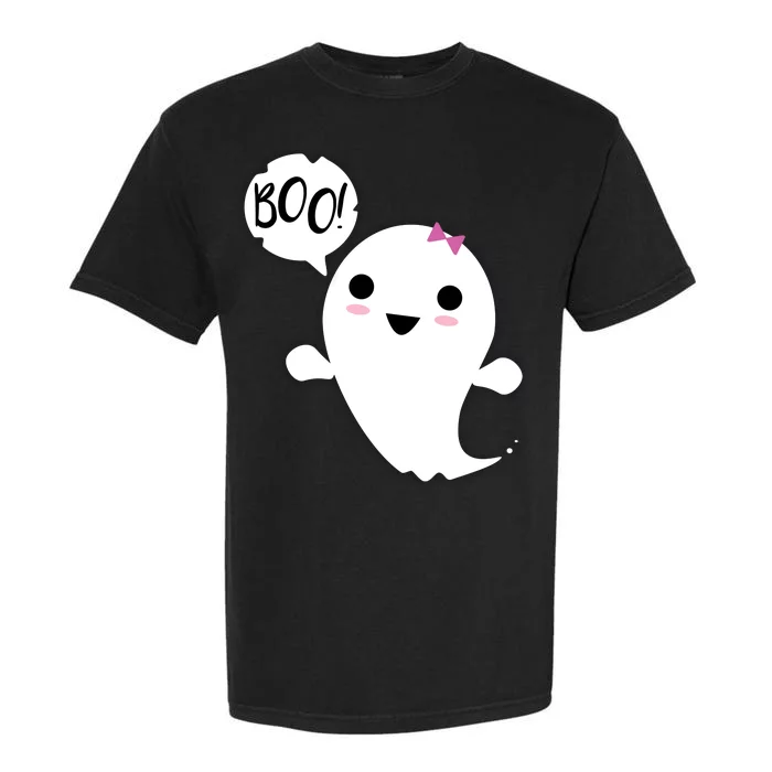 Boo Cute Halloween Girl Ghost Garment-Dyed Heavyweight T-Shirt