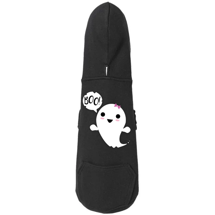 Boo Cute Halloween Girl Ghost Doggie 3-End Fleece Hoodie