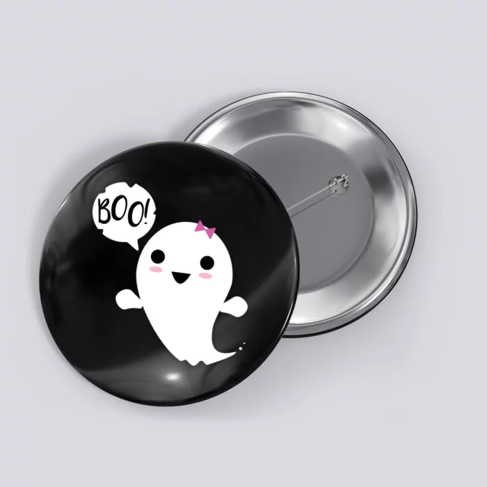 Boo Cute Halloween Girl Ghost Button