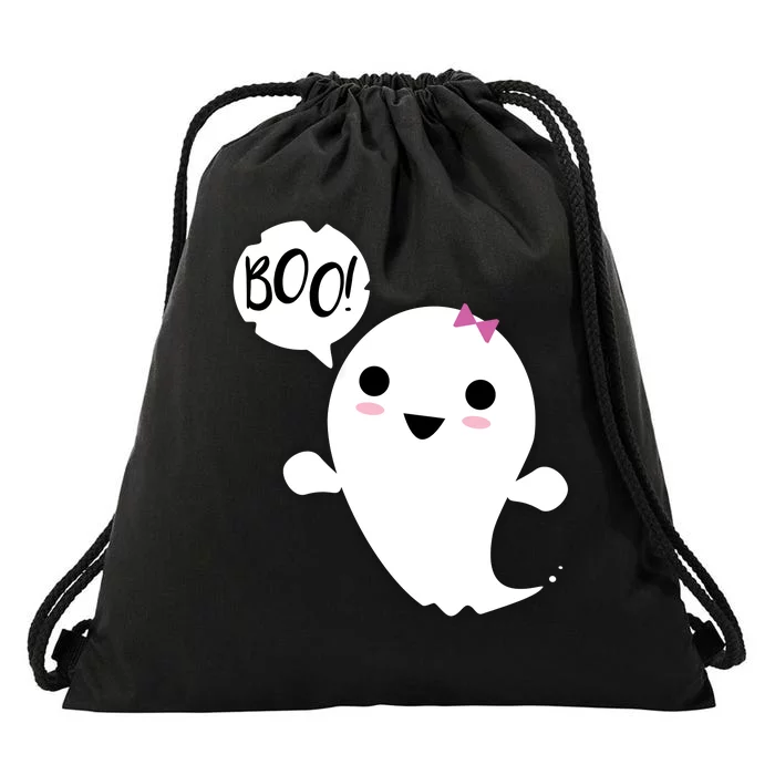 Boo Cute Halloween Girl Ghost Drawstring Bag