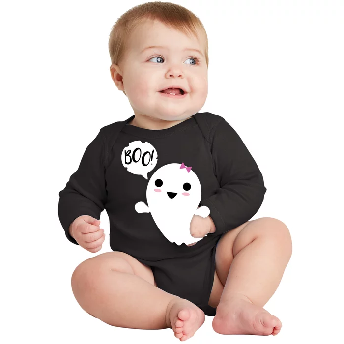 Boo Cute Halloween Girl Ghost Baby Long Sleeve Bodysuit