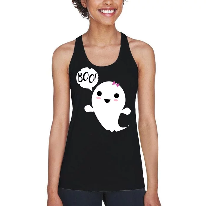 Boo Cute Halloween Girl Ghost Women's Racerback Tank