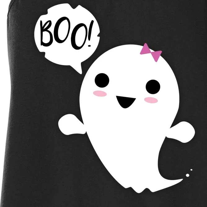 Boo Cute Halloween Girl Ghost Women's Racerback Tank