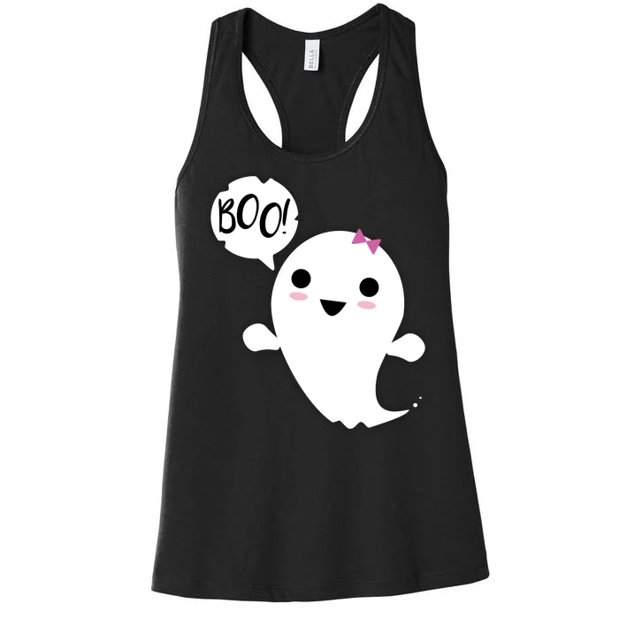 Boo Cute Halloween Girl Ghost Women's Racerback Tank