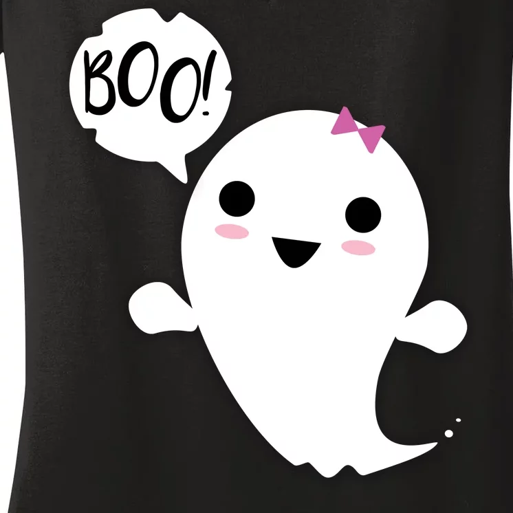 Boo Cute Halloween Girl Ghost Women's V-Neck T-Shirt