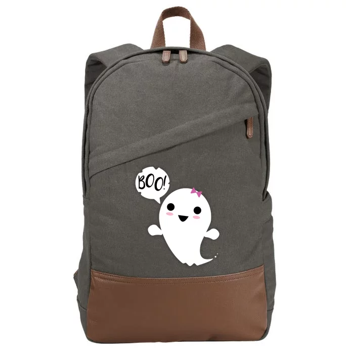 Boo Cute Halloween Girl Ghost Cotton Canvas Backpack