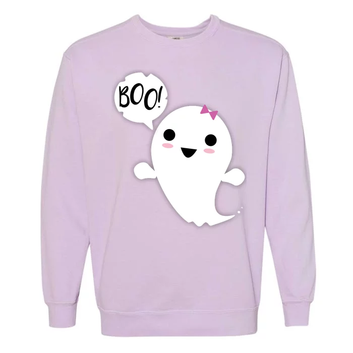 Boo Cute Halloween Girl Ghost Garment-Dyed Sweatshirt