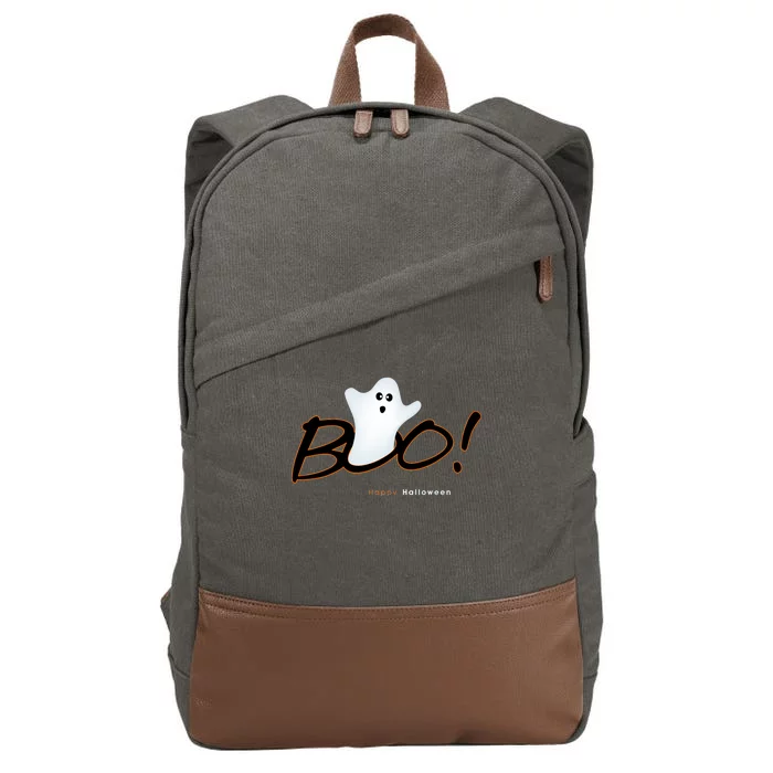 Boo Happy Halloween Ghost Cotton Canvas Backpack