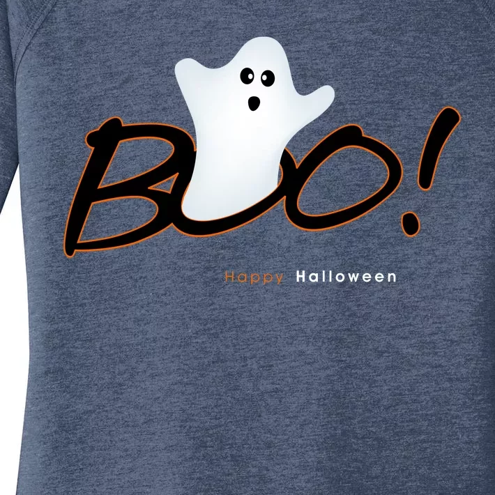 Boo Happy Halloween Ghost Women's Perfect Tri Tunic Long Sleeve Shirt