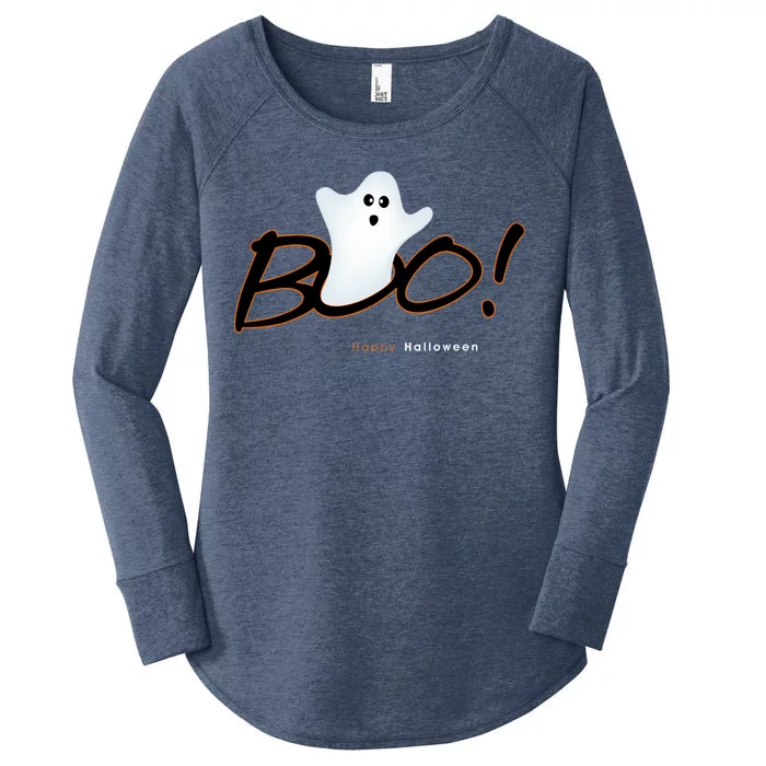 Boo Happy Halloween Ghost Women's Perfect Tri Tunic Long Sleeve Shirt