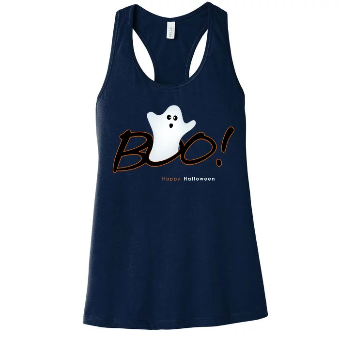 Boo Happy Halloween Ghost Women's Racerback Tank