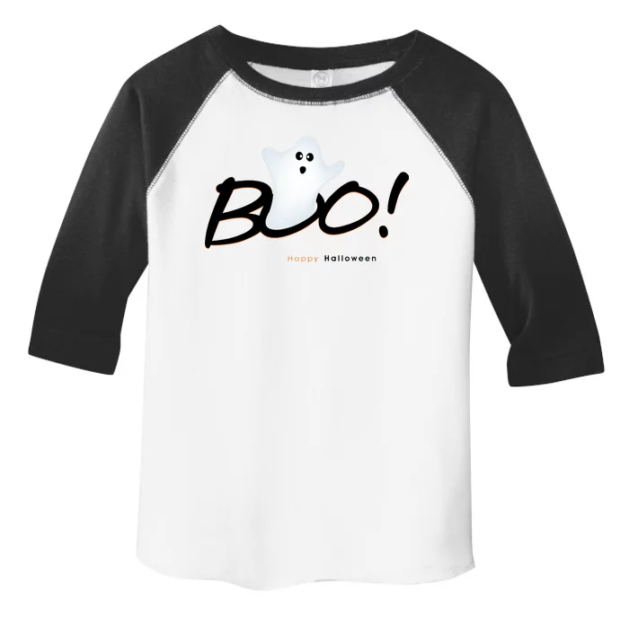 Boo Happy Halloween Ghost Toddler Fine Jersey T-Shirt