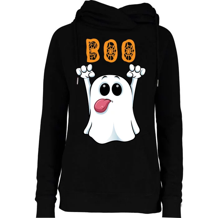 Boo Silly Ghost Womens Funnel Neck Pullover Hood