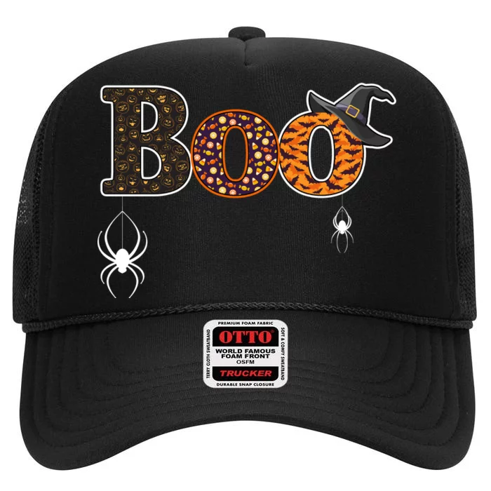 BOO Spiders Witches Logo High Crown Mesh Trucker Hat