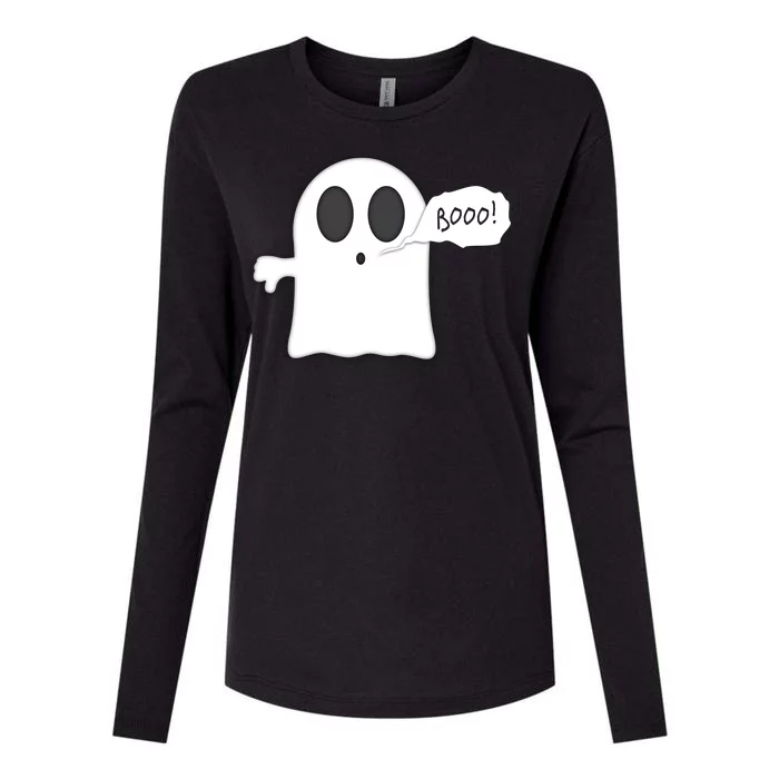 Boo Thumbs Down Ghost Womens Cotton Relaxed Long Sleeve T-Shirt