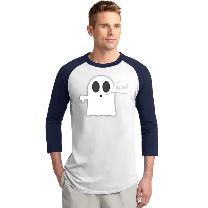 Boo Thumbs Down Ghost Baseball Sleeve Shirt