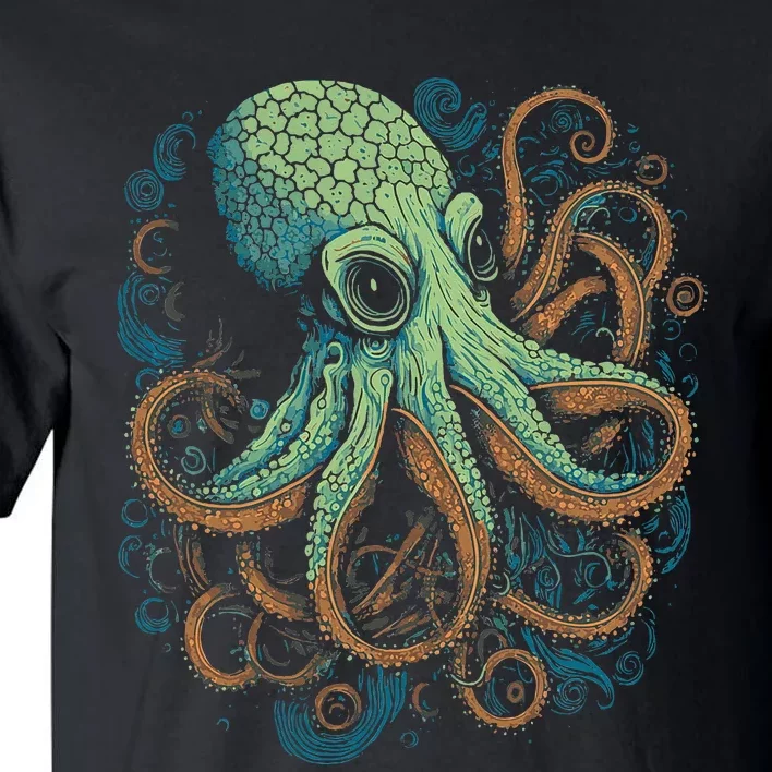 Beautiful Octopus Ocean Animal Lover Artistic Graphic Tall T-Shirt