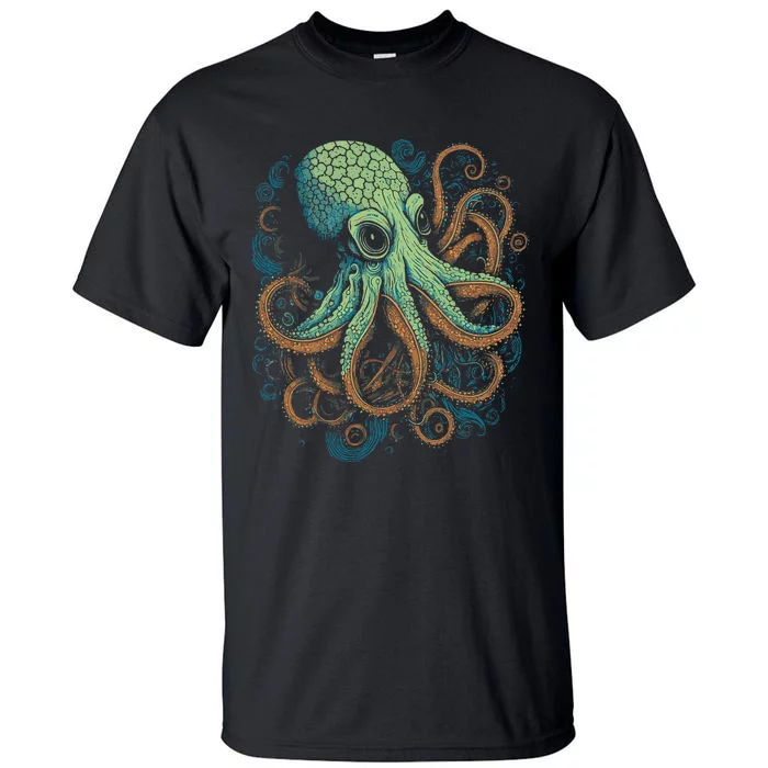 Beautiful Octopus Ocean Animal Lover Artistic Graphic Tall T-Shirt