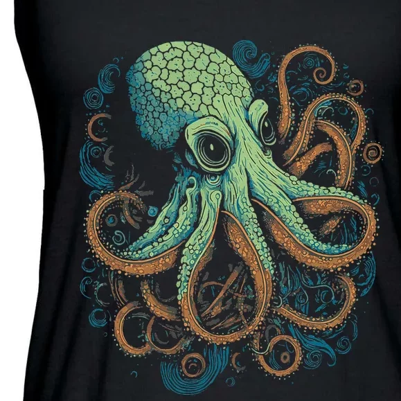 Beautiful Octopus Ocean Animal Lover Artistic Graphic Ladies Essential Flowy Tank