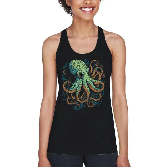 Beautiful Octopus Ocean Animal Lover Artistic Graphic Women's Racerback Tank