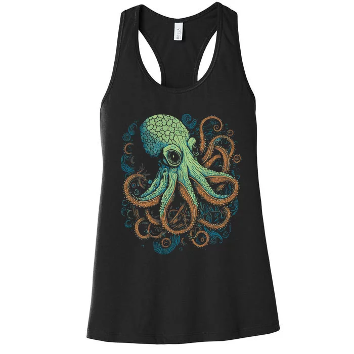 Beautiful Octopus Ocean Animal Lover Artistic Graphic Women's Racerback Tank