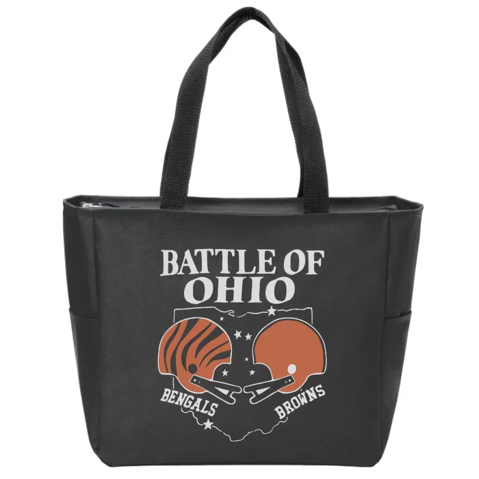 Battle Of Ohio Bengal And Browns Zip Tote Bag