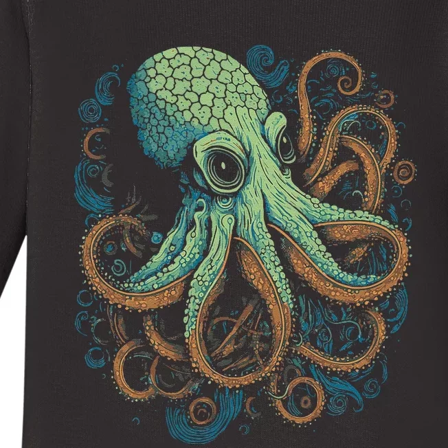 Beautiful Octopus Ocean Animal Lover Artistic Graphic Baby Long Sleeve Bodysuit