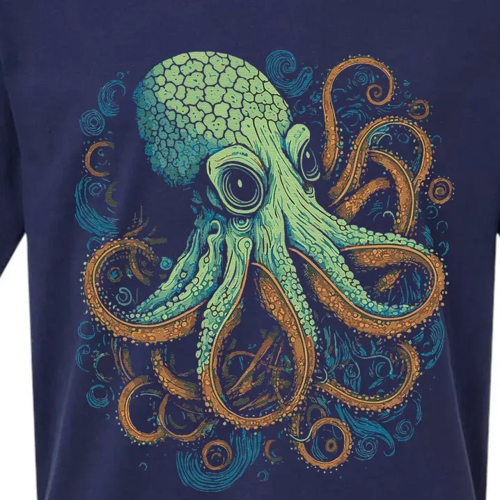 Beautiful Octopus Ocean Animal Lover Artistic Graphic Sueded Cloud Jersey T-Shirt