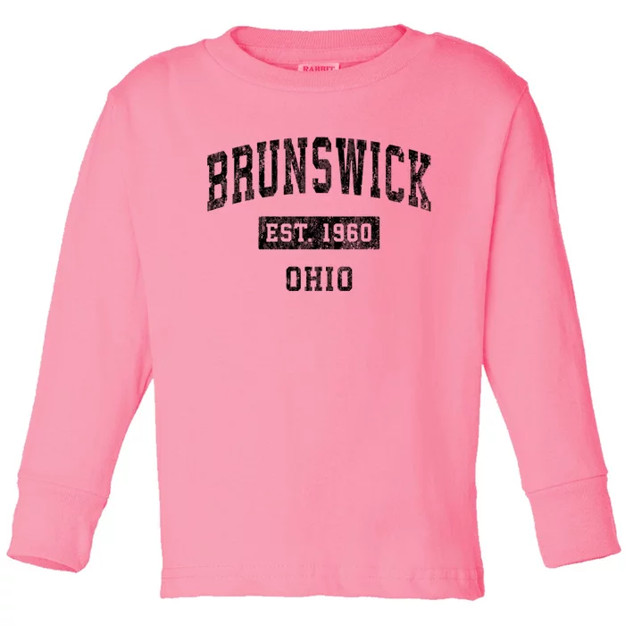 Brunswick Ohio Oh Vintage Sports Toddler Long Sleeve Shirt