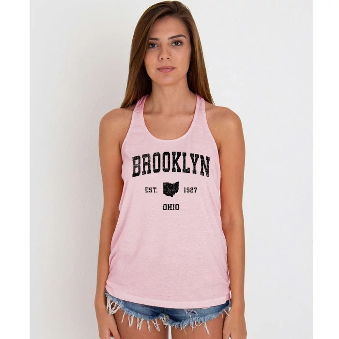 Brooklyn Ohio Oh Vintage Sports Women's Knotted Racerback Tank