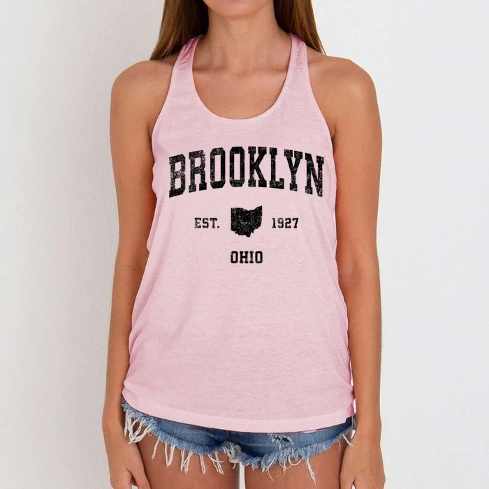 Brooklyn Ohio Oh Vintage Sports Women's Knotted Racerback Tank