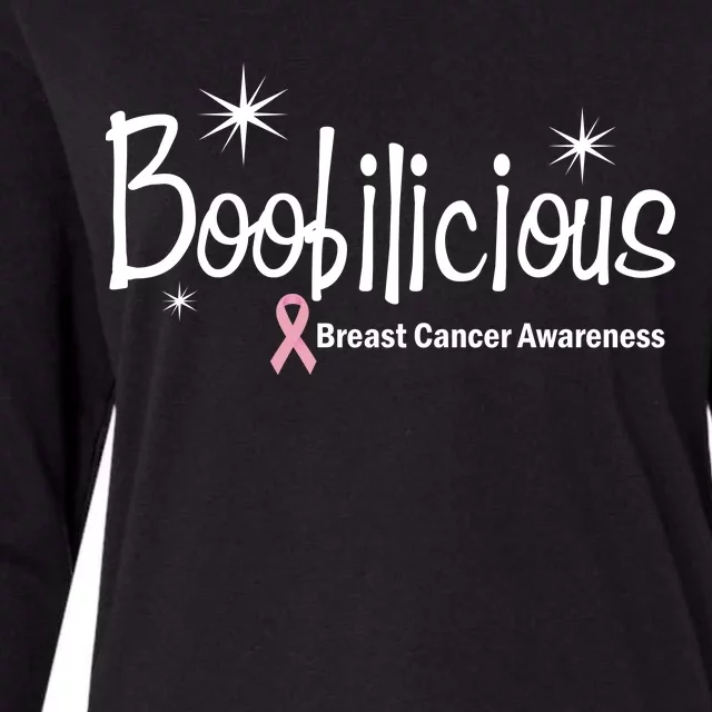 Boobilicious Breast Cancer Awareness Womens Cotton Relaxed Long Sleeve T-Shirt