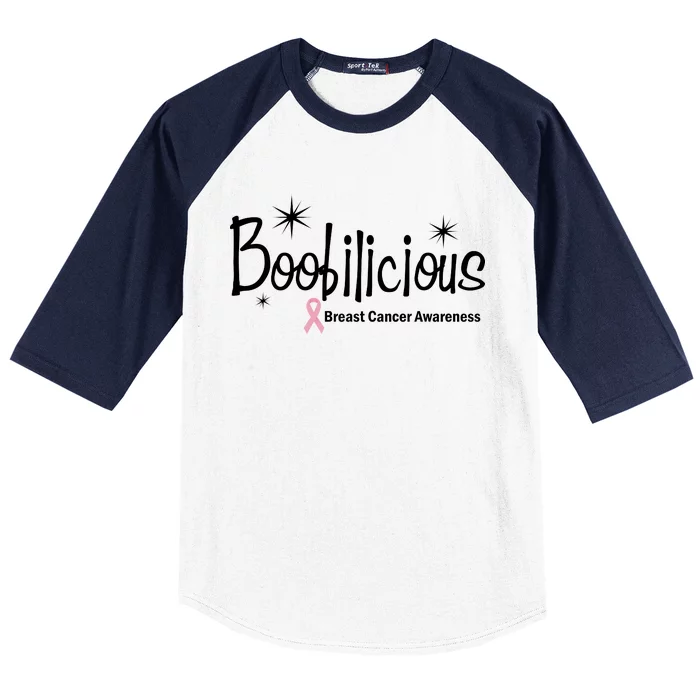 Boobilicious Breast Cancer Awareness Baseball Sleeve Shirt