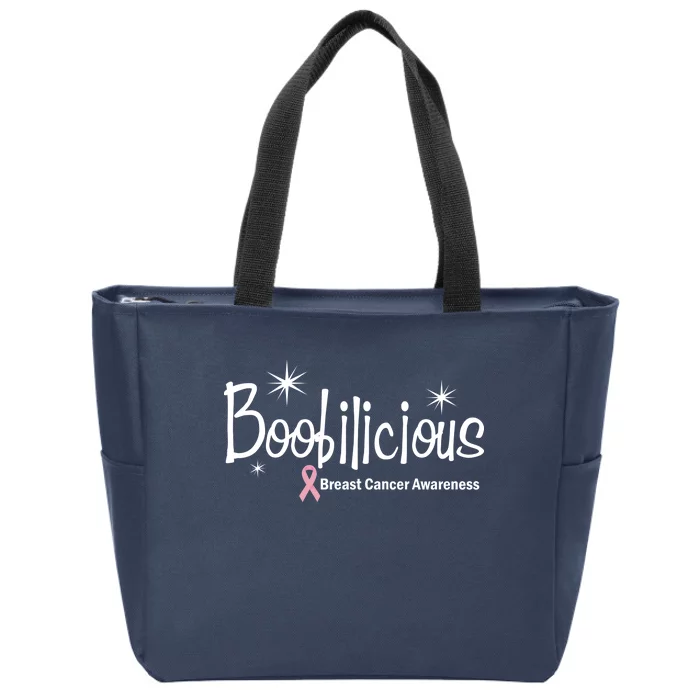 Boobilicious Breast Cancer Awareness Zip Tote Bag