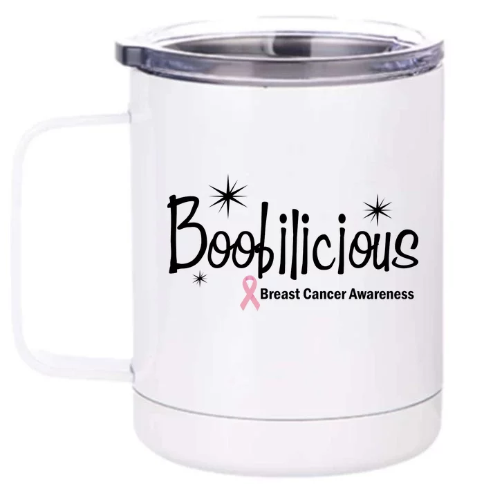 Boobilicious Breast Cancer Awareness Front & Back 12oz Stainless Steel Tumbler Cup