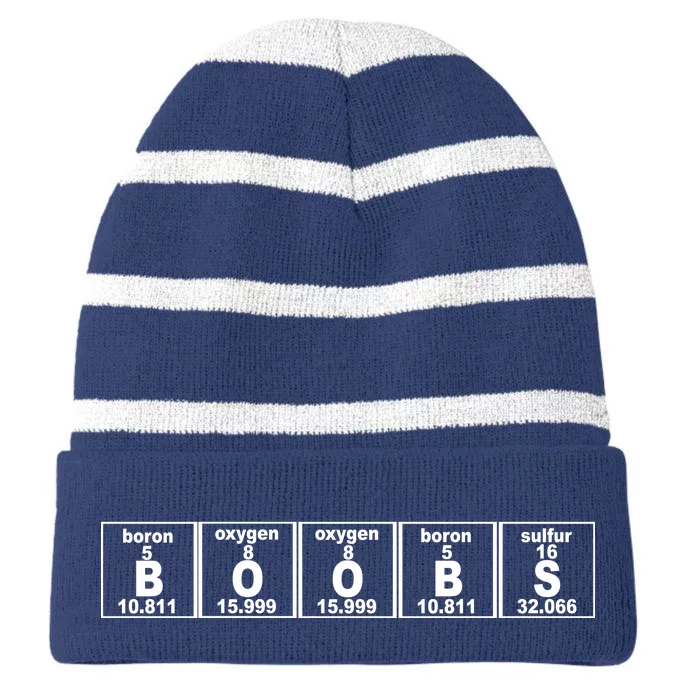 Boobs Breasts Periodic Table Striped Beanie with Solid Band