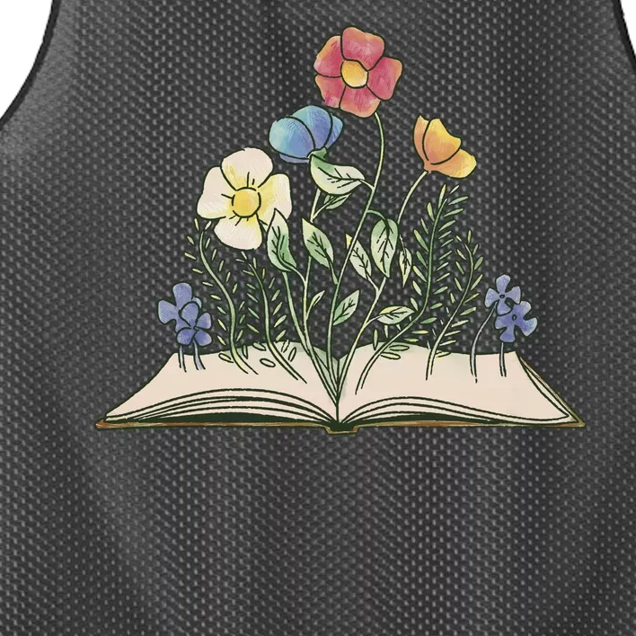 Book With Flowers Mesh Reversible Basketball Jersey Tank