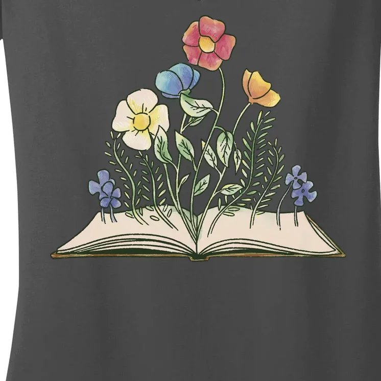 Book With Flowers Women's V-Neck T-Shirt