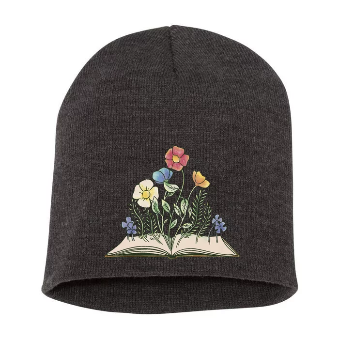 Book With Flowers Short Acrylic Beanie