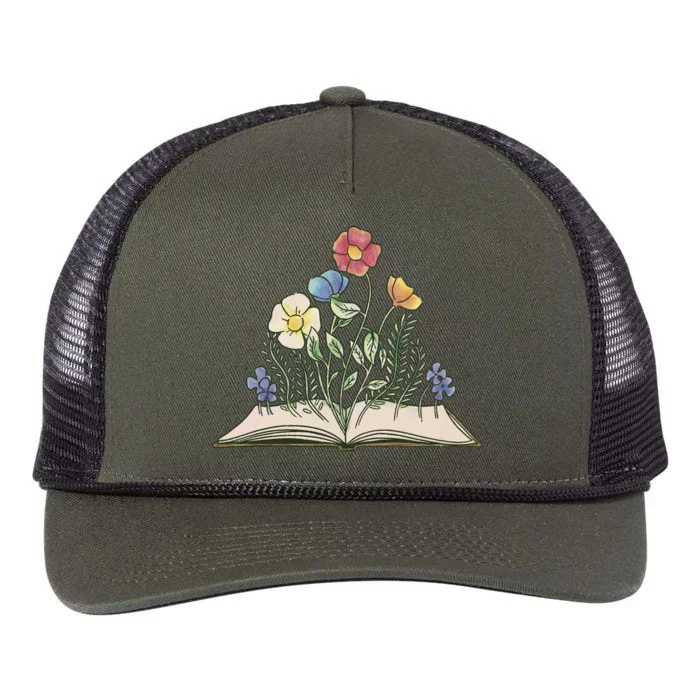 Book With Flowers Retro Rope Trucker Hat Cap