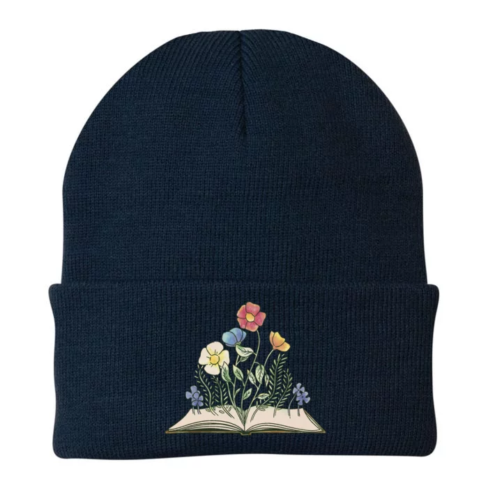 Book With Flowers Knit Cap Winter Beanie