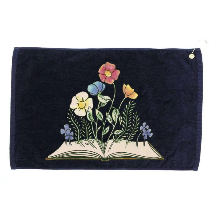 Book With Flowers Grommeted Golf Towel